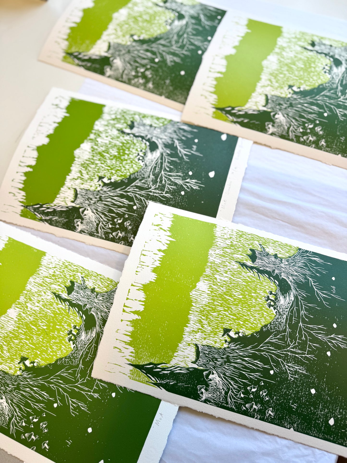 Mot Sinober - flere farger - Originalt linosnitt