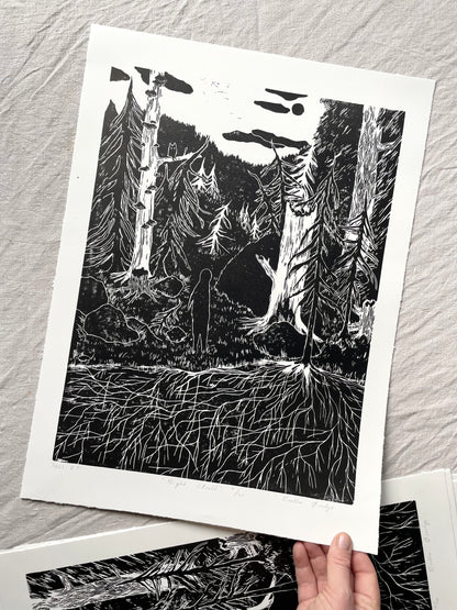 Night Stroll - Originalt linosnitt