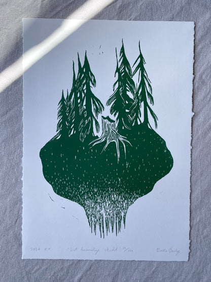 Det hemmelige stedet - Originalt linosnitt