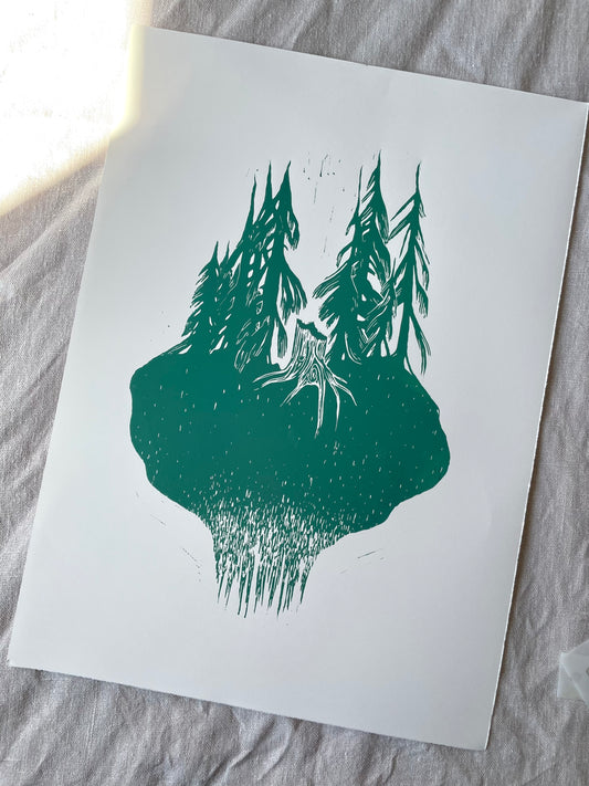 Det hemmelige stedet - Originalt linosnitt