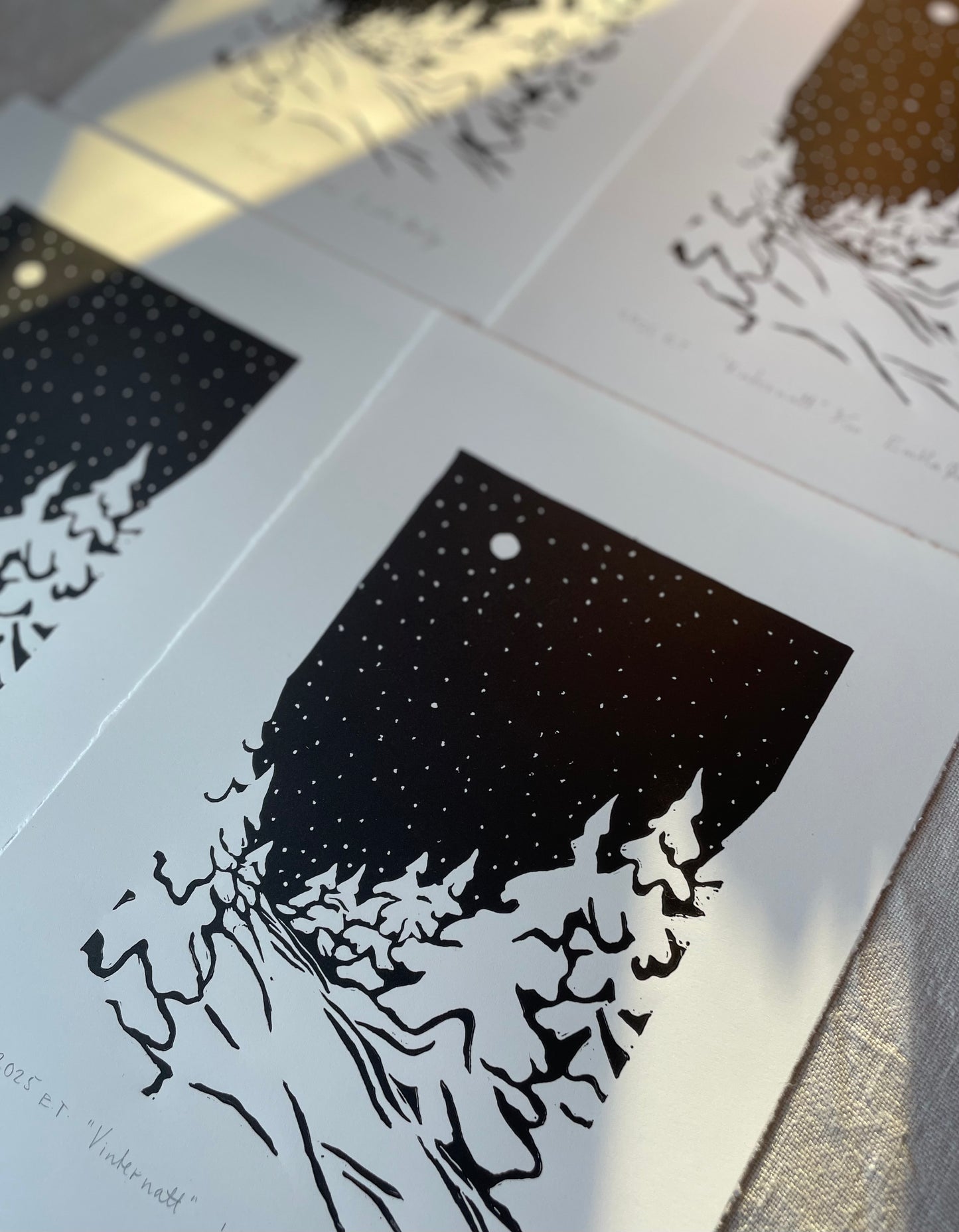 Vinternatt - Originalt linosnitt