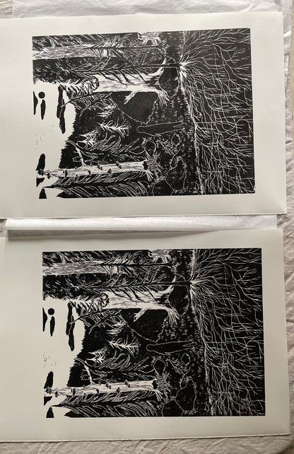 Night Stroll - Originalt linosnitt