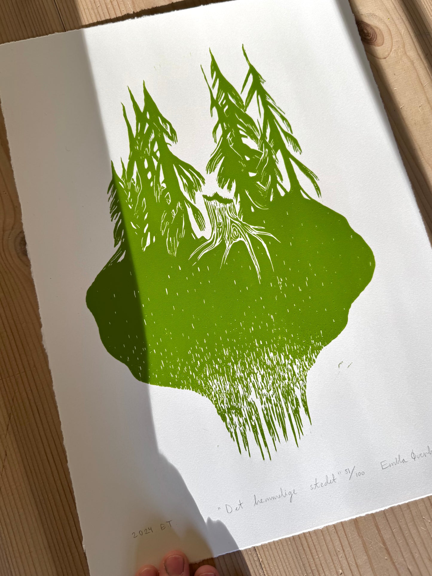 Det hemmelige stedet - Originalt linosnitt