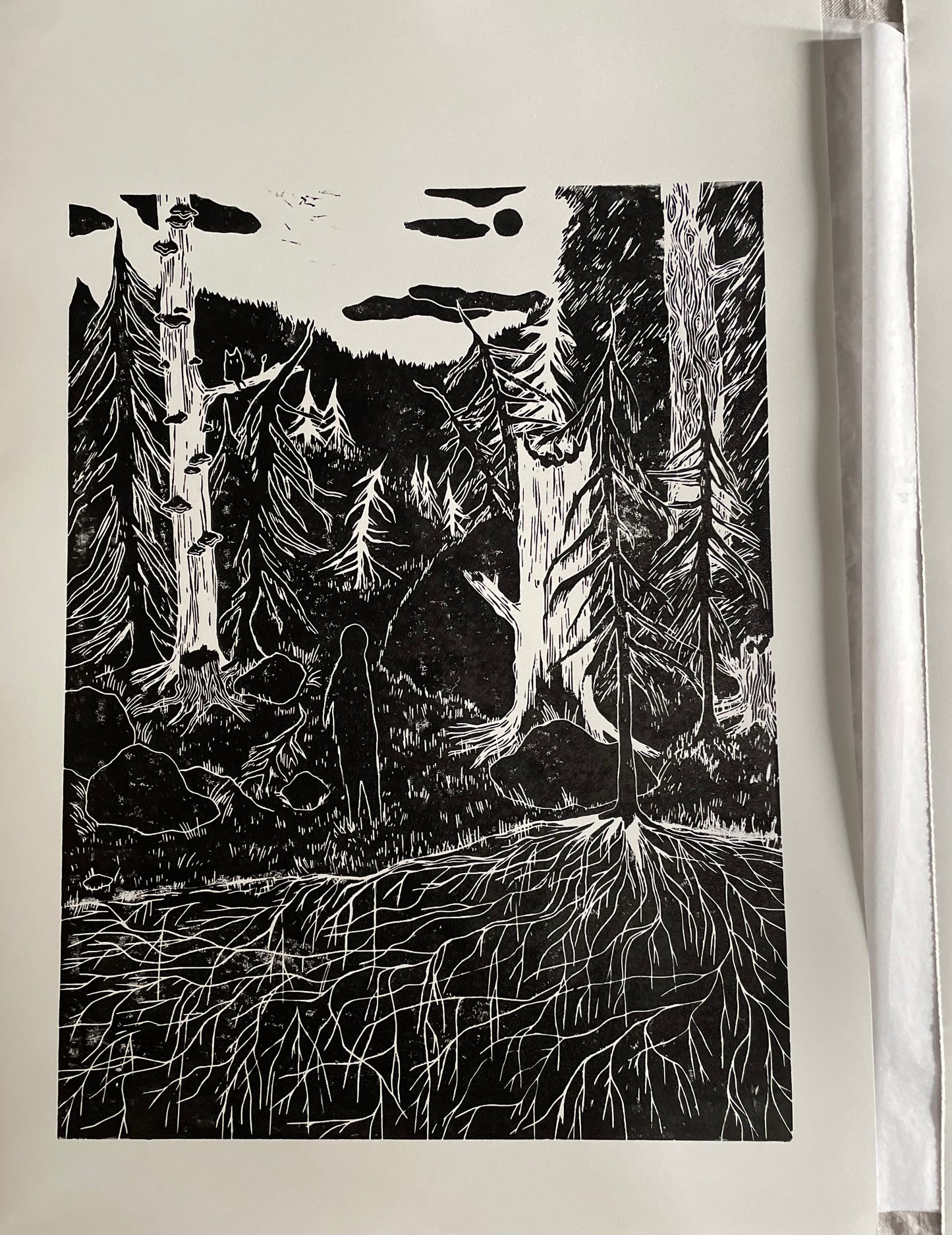 Night Stroll - Originalt linosnitt