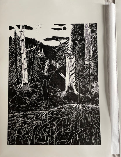 Night Stroll - Originalt linosnitt