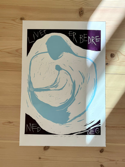 Tenker ofte på det II (stor) - Originalt linosnitt