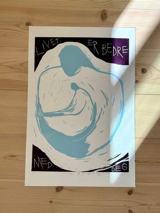 Tenker ofte på det II (stor) - Originalt linosnitt