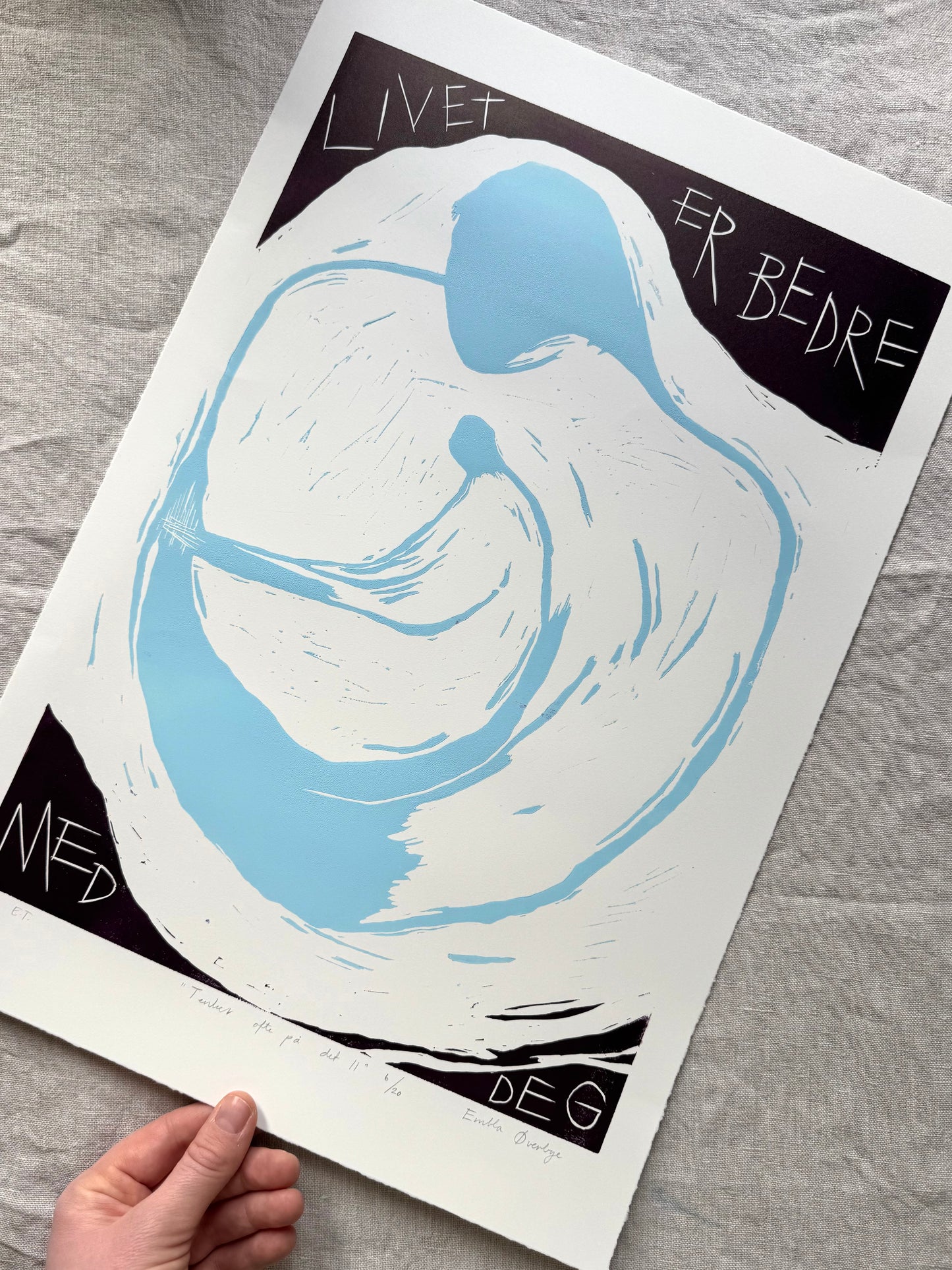 Tenker ofte på det II (stor) - Originalt linosnitt