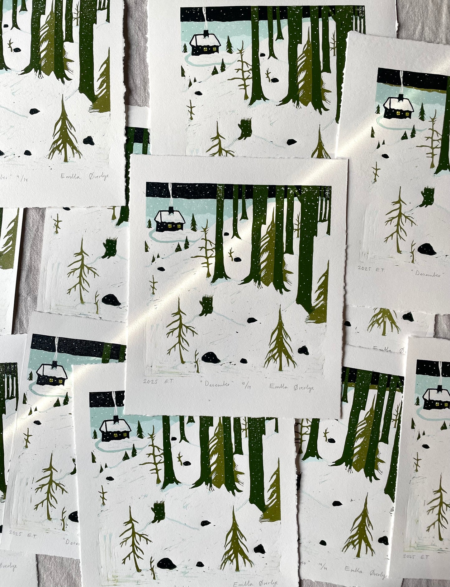 Desember - Originalt reduksjonstrykk med 5 lag