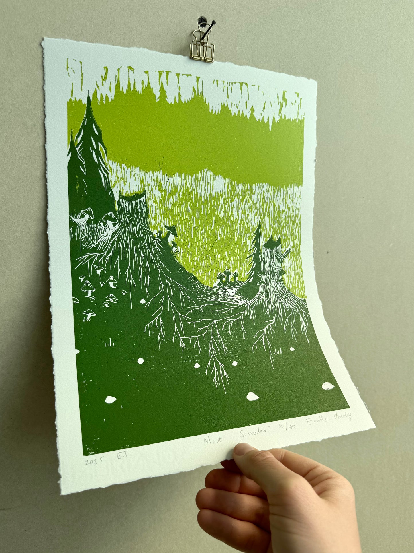Mot Sinober - flere farger - Originalt linosnitt