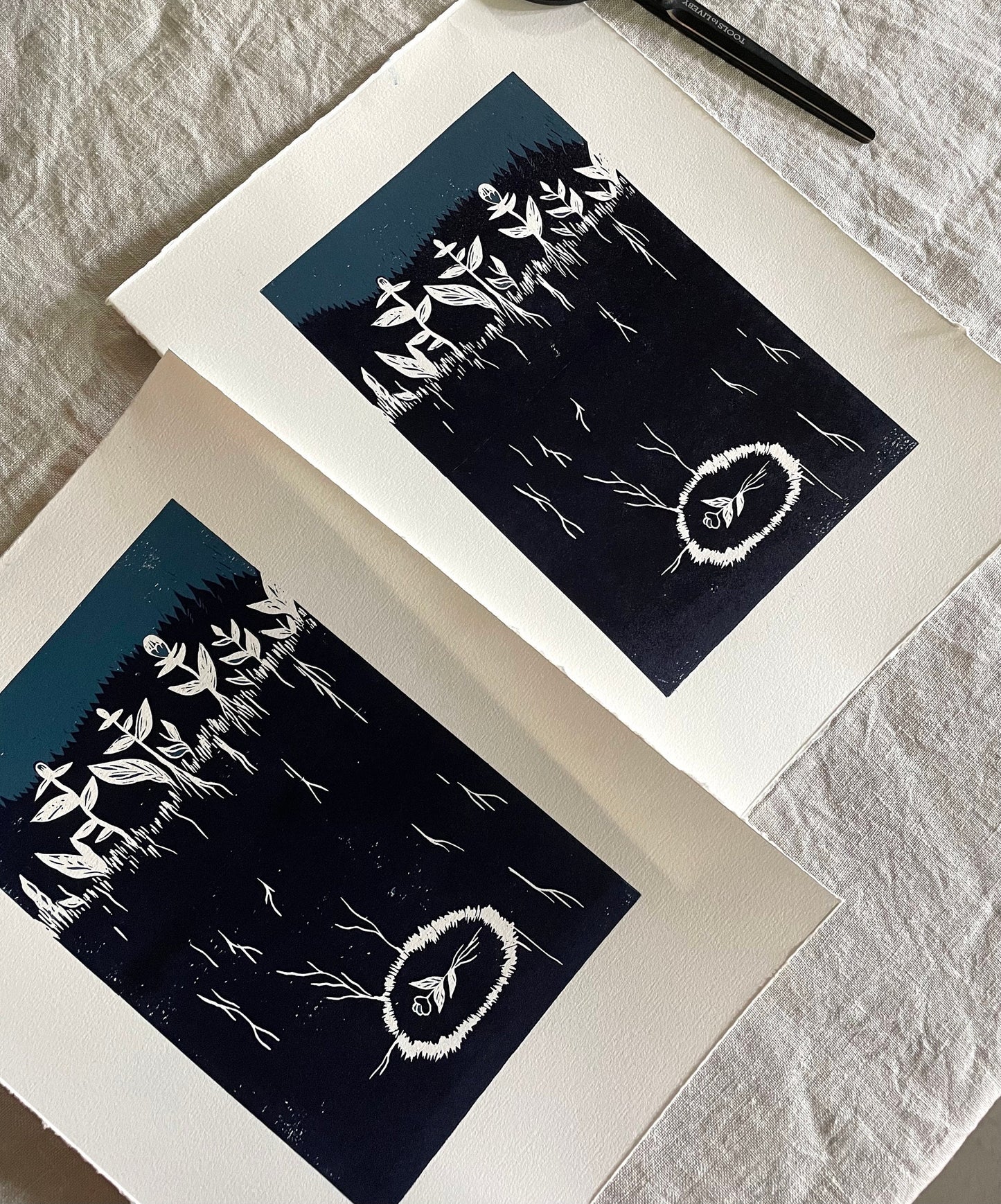 De gamle og de nye blomstene - Originalt reduksjonstrykk