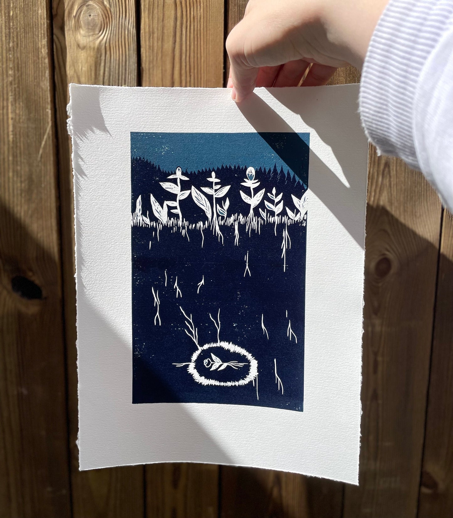 De gamle og de nye blomstene - Originalt reduksjonstrykk