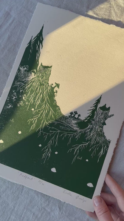 Rotfast - flere farger - Originalt linosnitt