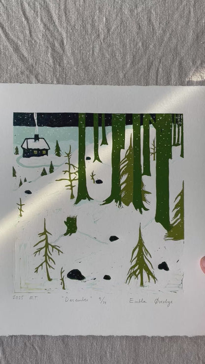 Desember - Originalt reduksjonstrykk med 5 lag